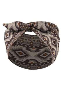 1pc Women's Bohemian Geometric Pattern Printed Bow Knot Casual Headband, Outdoor Yoga Fashion Hair Accessory - Multicolor - View 13