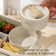 1pc Lunch Box With Soup Bowl And Utensils, Picnic Box, Student Divided Lunch Box, Microwave , Suitable For Lunch Prep, Work, Picnic, School, Back To School Office Essential - Multicolor - View 7