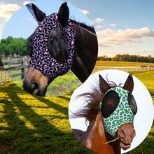 2pcs Leopard Print Horse Face Mask, M/L Size Optional, Comfortable Horse Face Mask With Ears, UV Protection And Sun Protection, Soft And Lightweight, Breathable, Mosquito And Fly Proof - Decorative - View 6