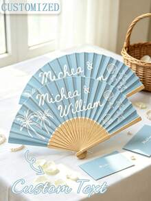 1 pieza Abanico de boda personalizado con foto y logotipo de nombre, abanico clásico DIY, personalización decorativa de alta calidad, personalizado, de moda, personalización exquisita, personalizado - Multicolor - Ver 4