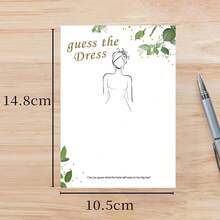 The Dress Bridal Shower Game Cards, Green Eucalyptus Gold Foil Design Sketch Game, Suitable For Bride-To-Be, Wedding Party Drawing Activity Cards, Elegant Botanical Style Bridal Shower Decor - the Dress - View 3