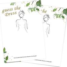 The Dress Bridal Shower Game Cards, Green Eucalyptus Gold Foil Design Sketch Game, Suitable For Bride-To-Be, Wedding Party Drawing Activity Cards, Elegant Botanical Style Bridal Shower Decor - the Dress - View 5