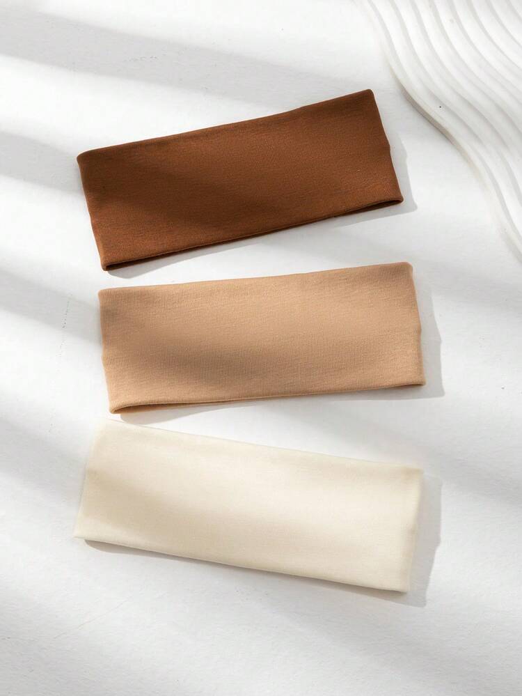 3/6pcs Women's Maillard Solid Color Knitted Headbands, Suitable For Sports, Washing, Daily Wear, Can Be Used As Face Washing Hairband, Gentle Women's Head Accessory, Elastic Skin-Friendly Fabric, Back To School Gift - Multicolor - View 5