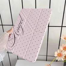淡粉色波點天使手寫字體平板保護殼，附筆槽，適用於 iPad 10代 10.9吋 2022 智能保護殼/Air 13(M3 2025)/Air 11(M3 2025)/11(A16 2025)/適用於 Galaxy S9/S7/S10+/適用於 Galaxy Tab S6 Lite 10.4吋/適用於 MatePad - 彩色 - 查看 3