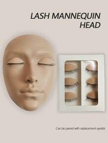 Eyelash Model Head, Silicone Realistic Face Training Skin, Beauty Eyelash Extension Practice Makeup Facial Care Tool - Multicolor - View 2
