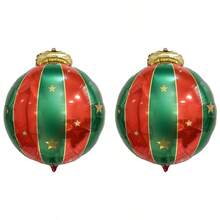 2/6pcs 27-Inch Christmas Foil Balloons, Red & Green Striped With Gold Star Pattern, Hanging Foil Balloons For Christmas Home Party Decoration - Christmas Baubles - View 7