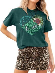 Women T-Shirts - 深綠色 F - 查看 1