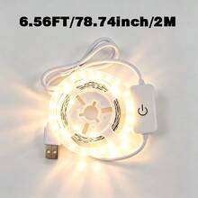 1m To 5m Indoor LED Light Strip, Dual Color Cold And Warm Options. USB Powered, Touch Button Control. Suitable For Bedroom, Mirror, Kitchen, TV Background Wall, Desk And Holiday Atmosphere. - Touch Light Strip - View 12
