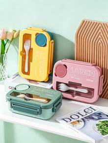 1300ml Multi-Color Divided Leak-Proof Bento Box, Multi-Compartment Meal Separation To Prevent Flavor Mixing, Strong Sealing Buckle Leak-Proof, Portable Lightweight Easy To Store. Large Capacity Suitable For Main Meals And Snacks, Portable Lunch Box For Office Workers And Students, Suitable For Back To School, Travel, And Office Use. - Multicolor - View 1