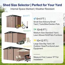 Aoxun Heavy Duty Galvanized Metal Outdoor Storage Shed - Multi-Size, Multi-Material, Included Base, Lockable Door, Sloped Roof, Water Resistant - Fishing, Grilling, Poolside, Garden Storage Organization Solution - 6x4FT - Brown(1 Packages) - View 3
