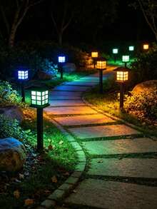 2/6 Stücke schwarze Mini-Haus Solarbetriebene Bodenstecker Wegbeleuchtung, wasserdichte Auto An/Aus LED Landschaftsbeleuchtung, geeignet für Garten, Rasen, Gehweg, Blumenbeet, Außendekoration, Feiertagsgeschenk - Mehrfarbig - Übersicht 1