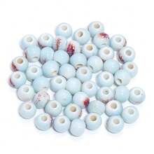 20pcColored Glazed Ceramic Round Loose Beads - Multicolor Glossy Spacer Beads For DIY Bracelet, Hair Tie, Necklace & Jewelry Making Crafts - Multicolor - View 13