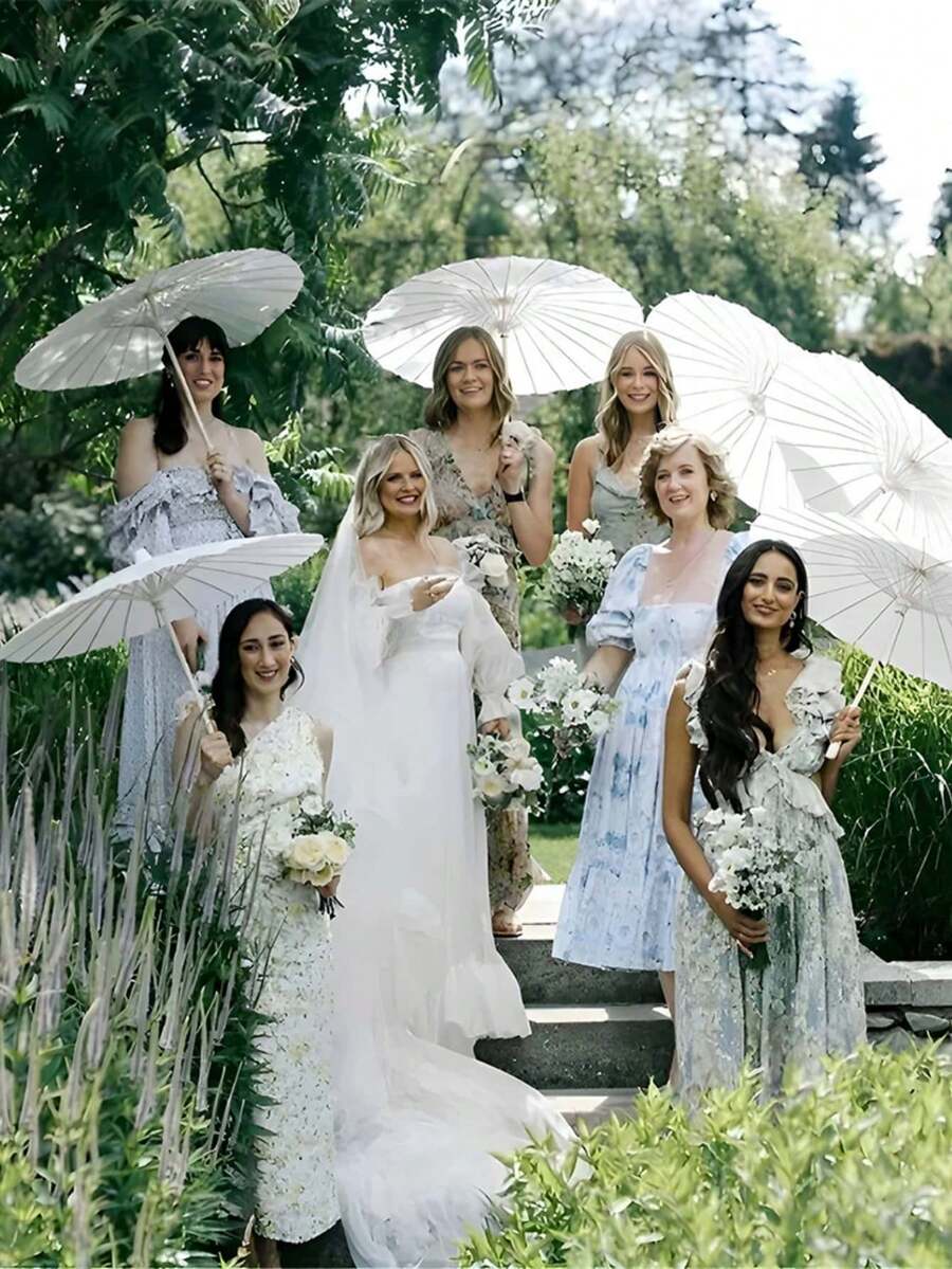 3件組婚禮紙傘 DIY彩繪傘 白色陽傘 復古中式圓形油紙傘 空白油紙傘 - 白色 - 查看 1
