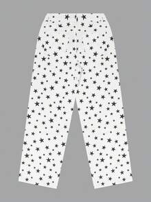 Women White Straight Jeans Star Print Loose Wide Leg Jeans Vintage Hot Girl Vacation Streetwear, Summer Fall - White - View 7