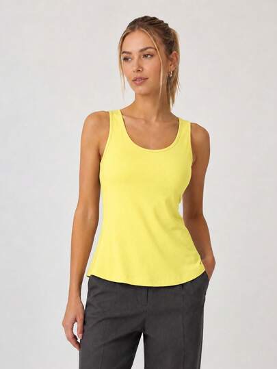 Basic Scoop Neck A-Line Tank Top