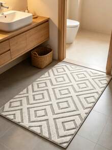 1 pieza Alfombra gris con patrón geométrico 3D, estilo minimalista, sensación premium, alfombra engrosada, alfombra gruesa, alfombra de felpa, alfombra de otoño/invierno, alfombra engrosada, alfombra decorativa, decoración de dormitorio, alfombra pequeña, alfombra, decoración del hogar, alfombra de sala de estar, alfombra pequeña de sala de estar, alfombra de dormitorio, decoración del hogar de sala de estar, alfombra de exterior, alfombra lavable - Multicolor - Ver 3