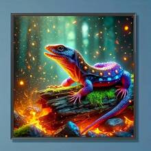 1pc - DIY Handmade 5D Diamond Painting Kit, Lizard Phantom Large Size Diamond Painting Tool Set, Suitable For Adults And Beginners, Frameless Design, Full Round Diamonds, Wall Decor Painting, Home Holiday Decoration - round diamond - View 3