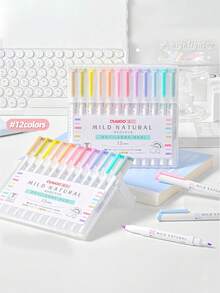 12/1 PC. 12-Color Soft-Tip Dual-Tip Highlighter. Triangular Barrel. Highlighter For Students To Mark Key Points, Journaling, And Doodling. Student Stationery. Back-To-School Season. - Highlighter - View 6