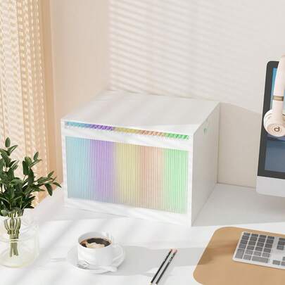 LONTAI White Bamboo Acrylic File Box With Hanging Folders, Letter/Legal Size, Dustproof, Home Office File Organizer