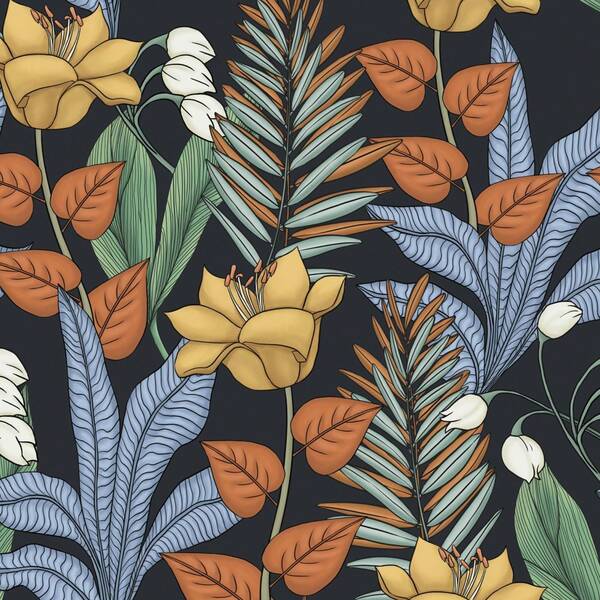 Boho Floral Wallpaper Peel And Stick Vintage Dark Floral Contact Paper Leaf Wallpaper Waterproof Self-Adhesive Wall Covering For Bedroom Countertop Desk Cabinets Decor