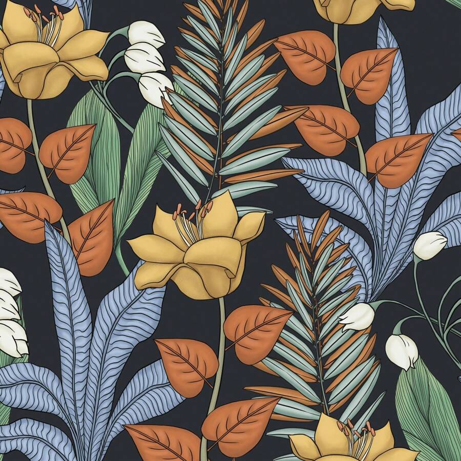 Boho Floral Wallpaper Peel And Stick Vintage Dark Floral Contact Paper Leaf Wallpaper Waterproof Self-Adhesive Wall Covering For Bedroom Countertop Desk Cabinets Decor - 1PC - View 1