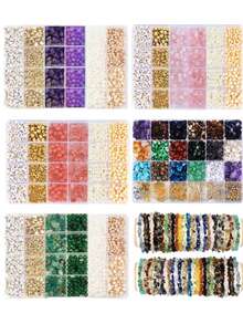 720pcs Asymmetrical Stone Perforated Beads, DIY Jewelry Accessories Material Kit, Handmade Necklace Bracelet Jewelry Series - Multicolor - View 12