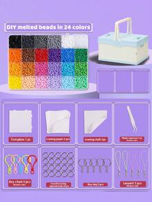 2.6mm Fuse Bead Creative Handmade Kit, Includes Storage Bag And Craft Tools For Perler Bead Crafts, Suitable For Hobbyists To Make Various Patterns, Great Gift For Birthday, Graduation, Valentine's Day, Party, Family, Friends, And Classmates - Perler Beads Set + Blue Folding Storage Box - View 7