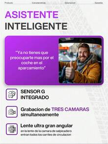 La cámara montada en el vehículo cuenta con una pantalla LCD TFT de 4 pulgadas, resolución de alta definición de 1080P, grabación de visión nocturna automática de 360 ​​grados, admite varios idiomas y admite hasta 32 GB de memoria expandible. - negro - Ver 7