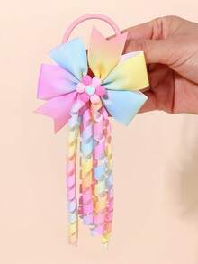 2 piezas Diademas elásticas con lazo y borlas degradadas, Diademas de color degradado, Adecuadas para el primer día de escuela, fiesta, accesorios para el cabello, útiles escolares, regalos para maestros - Multicolor - Ver 4