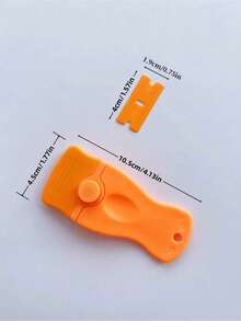 1Pc/3pcs Multi-Function Cleaning Scraper, Plastic Hand Scraper Tool For Removing Stickers Glue Labels, Household Kitchen Cleaning Helper - Orange Color - View 4