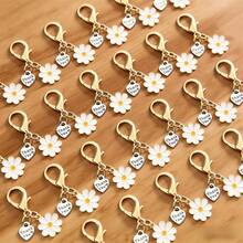 24pcs/36pcs Daisy Flower Keychains With Thank You Pendants & Lobster Clasps, Cute Vintage Bohemian Bag Charms For Women Girls, Elegant Rhinestone Car Key Rings, High-Quality Metal Alloy Purse Hangers, Party Favors, Gift Box Decorations - Daisy Keychain - View 2