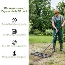 Ergonomischer Rasenrechen 80 x 30 x 197 cm mit Klicksystem, Rasenrechen, Gartenrechen, Sandrechen, Vertikutierer mit langem Griff, Rasenrechen für Garten und Golfplatz - A - Übersicht 4