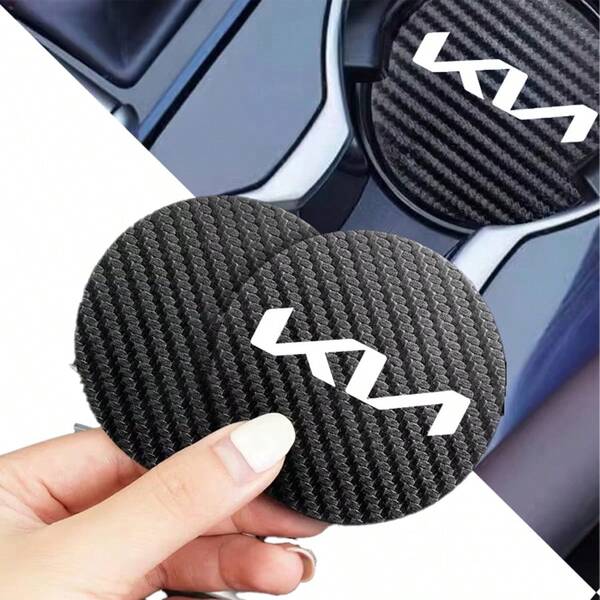Para accesorios de coche KIA 2 piezas o 4 piezas estilo fibra de carbono posavasos para coche antideslizantes insertos para portavasos del vehículo accesorios para el interior del coche