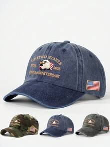 1pc Men's 2026 USA 250th Anniversary Embroidered Baseball Cap Vintage Washed Casual Duck Bill Hat - Multicolor - View 6
