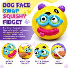 1pc Multicolor DIY Expression Face Squeeze Stress Relief Toy, Replaceable Eyebrows And Mouth Animal Squishy, Elastic Smooth Hand Pressure Relief Toy, Creative Cartoon Bag Charm, Suitable For Teenagers Daily Relaxation - 彩色 - 查看 2