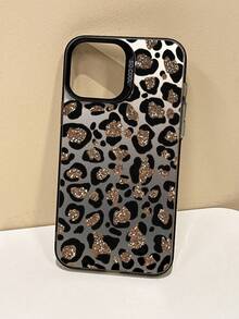 Glitter Gold Leopard Print Phone Case, Y2K Animal Spotted Pattern Shockproof Protective Shell, Raised Camera Frame Protection Compatible With Apple 18 18pro 18promax 17 17pro 17promax 17 16 15 14 13 12 11promax Air And Series - Multicolor - View 5