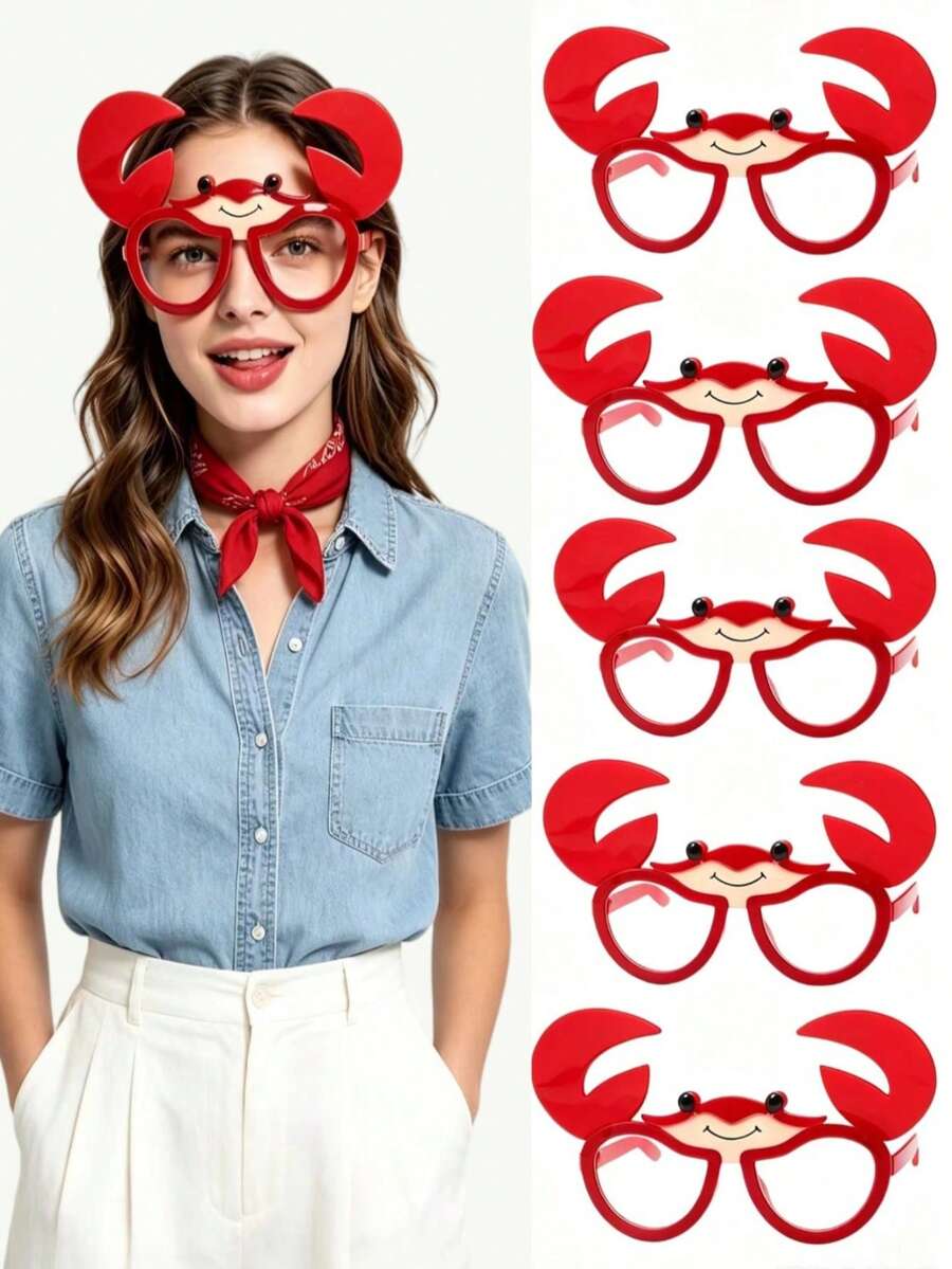 1pc Crab Shaped Funny Party Decoration Glasses, Suitable For Party Photo Booth Props And Theme Parties - Multicolor - View 1