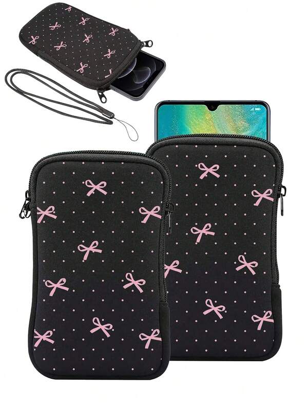 Nueva Funda Protectora para Teléfono con Patrón de Lazo de Inserción Directa, Bolsa de Almacenamiento para Teléfono para Exteriores, Bolsa para Teléfono de Inserción Directa, Anti-Caídas, Anti-Polvo, Forro Elástico Cálido, Bolsa Portátil para Teléfono, Perfecta para Desplazamientos Diarios, Salidas y Viajes, Accesorio Esencial de Viaje