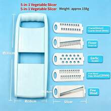 5-In-1 Kitchen Slicer, Multi-Blade Vegetable Slicer, Suitable For Potato Slices, Vegetable Shredding, Vegetable Slicing, Grating And Peeling, Ideal For Small Kitchen Tasks - Multicolor - View 3