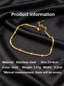 1pc Stainless Steel Sparkling Starry Gold Women's Personalized Anklet - Gold - View 7