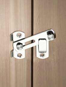 1pc Stainless Steel Door Latch Lock Tongue Anti-Theft Sliding Door Latch Lock Barn Door Pet Cage Door Lock - Silver - View 2