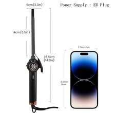 Hatteker 1pc 9MM Rotating Curling Iron, Digital Temperature Control Hair Styler, Wool-Like Curly Hair Styling Tool - View 3