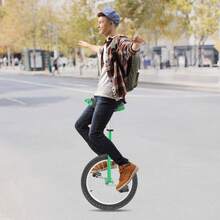 Monociclo verde da 18 pollici (73–85 cm) regolabile in altezza, per uso esterno, con pedali antiscivolo e sella ergonomica, ideale per allenamento dell'equilibrio, fitness ed esercizio fisico. - Verde - Visualizzare 12
