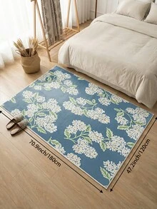 Alfombra de estilo floral azul oscuro y blanco para sala de estar, tamaño grande y suave. Adecuada para cocina, comedor, dormitorio, interior/exterior, oficina, pasillo, felpudo antideslizante, corredor, estudio, alfombra decorativa de cachemira sintética para vacaciones. - Azul Marino - Ver 15