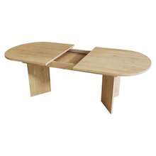 Extendable Dining Table 140/180 X 90 Cm, Ideal For 6 To 8 People, With Rounded Corners And Thick Tabletop. Sleek Style, Oak Finish. - 駝色 - 查看 6