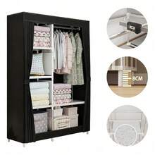 Closet Armable Ropero Rack Guardaropa Recamara Organización, Bonito, Práctico Y Resistente. Armario Plegable Organizador de Ropa,navidad - Negro - Ver 8