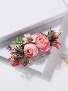 1pc Bohemian Style Thai Headpiece Festival Carnival Beach Vacation Side Hair Comb - Pink - View 6