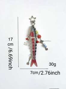 1個手工魚形鑰匙圈，Y2K風格包包吊飾，附防丟識別功能，開學季禮物 - 多色A - 查看 6