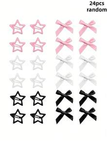 39/36/24pcs Satin Large Bow Hair Clips Set, Includes Large & Small Bow BB Clips, Y2K Sweet Cute Hair Accessories, Suitable For Kids & Girls, Daily School, Date, Vacation Use - Multicolor - View 12