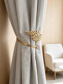 2pcs Alloy Curtain Buckles Hollow Design Leaf & Flower Decor Curtain Tie Backs Floral Curtain Clips Window Decoration - 2pcs - View 9